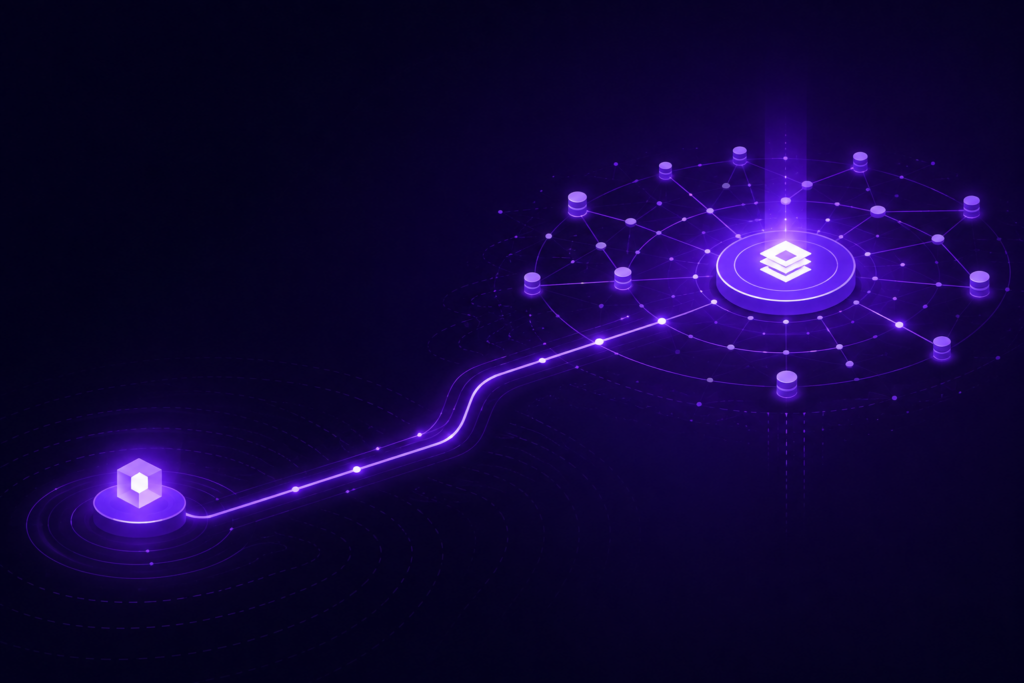 Illustration showing how a small new brokerage connects to institutional-grade liquidity through a prime-of-prime provider